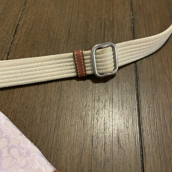 COACH Z SOHO LILAC/ ORCHID JACQUARD WITH TAN LEATHER TRIM CROSS BODY BAG - Picture 9 of 16